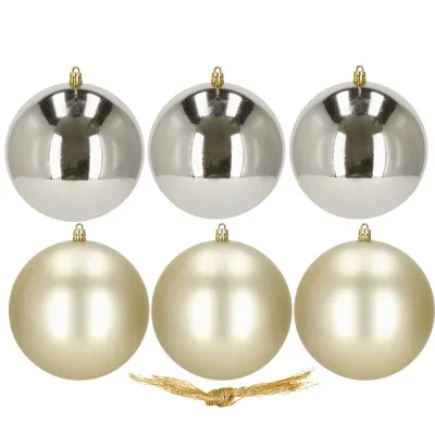 Vianočné banky zlato-strieborné mix - 10cm, sada 6ks