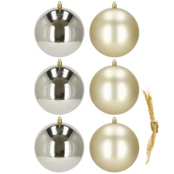 Vianočné banky zlato-strieborné mix - 10cm, sada 6ks
