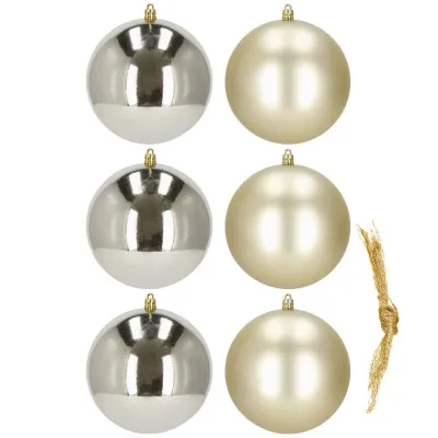Vianočné banky zlato-strieborné mix - 10cm, sada 6ks