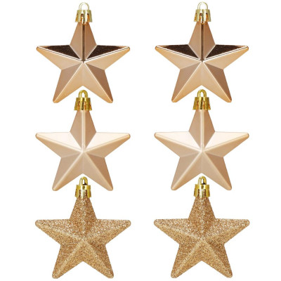 Hviezdičky zlaté sada 6ks, vianočné ozdoby