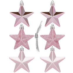 Hviezdičky ružové sada 6ks, vianočné ozdoby