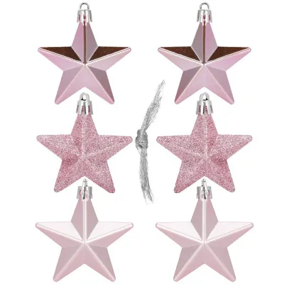 Hviezdičky ružové sada 6ks, vianočné ozdoby