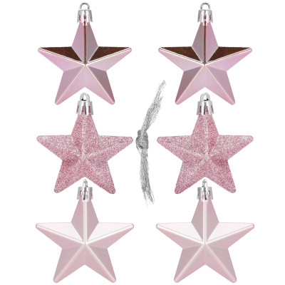 Hviezdičky ružové sada 6ks, vianočné ozdoby