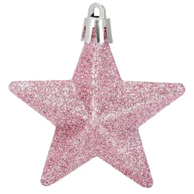 Hviezdičky ružové sada 6ks, vianočné ozdoby