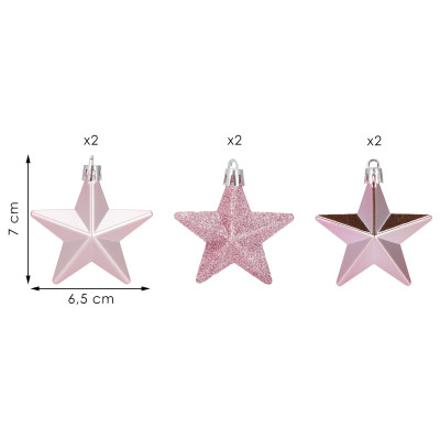 Hviezdičky ružové sada 6ks, vianočné ozdoby