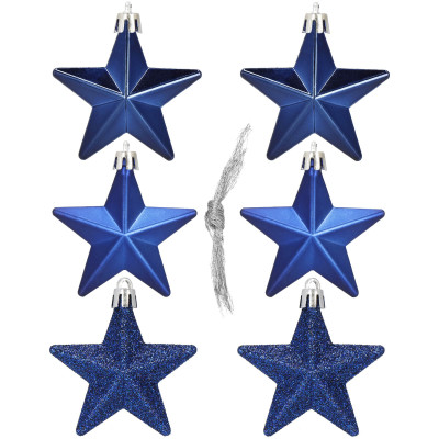 Hviezdičky modré sada 6ks, vianočné ozdoby