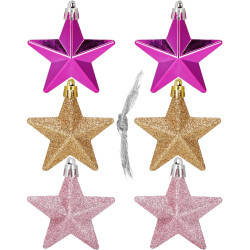 Hviezdičky ružovo-zlaté sada 6ks, vianočné ozdoby