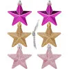 Hviezdičky ružovo-zlaté sada 6ks, vianočné ozdoby