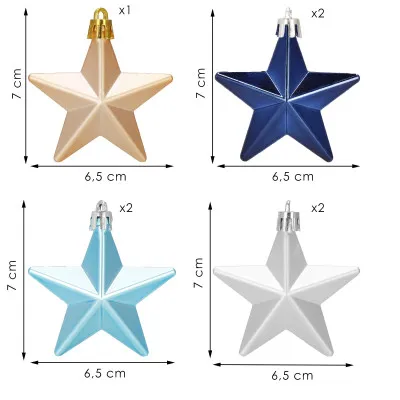 Hviezdičky modro-strieborné sada 6ks, vianočné ozdoby