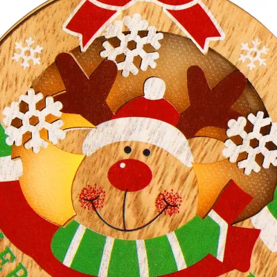 Drevený sob svietiaci 9,5x11 cm, vianočná ozdoba