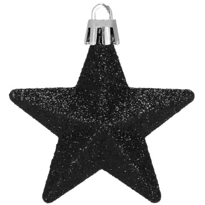 Hviezdičky čierne sada 6ks, vianočné ozdoby