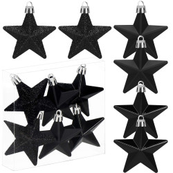 Hviezdičky čierne sada 6ks, vianočné ozdoby