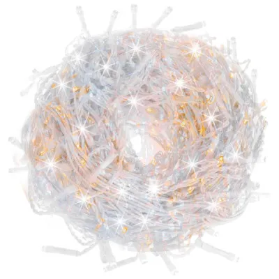 LED kvaple - 14,5m, 300LED, 8 funkcií, ovládač, časovač, IP44, duálna biela