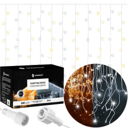 LED kvaple - 14,5m, 300LED, 8 funkcií, ovládač, časovač, IP44, duálna biela