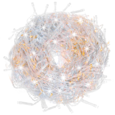 LED kvaple - 22,5m, 500LED, 8 funkcií, ovládač, časovač, IP44, duálna biela