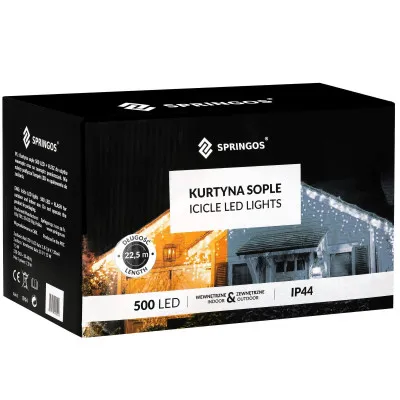 LED kvaple - 22,5m, 500LED, 8 funkcií, ovládač, časovač, IP44, duálna biela