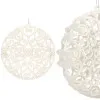 Guľa s ornamentami 9cm biela perleť, vianočná ozdoba
