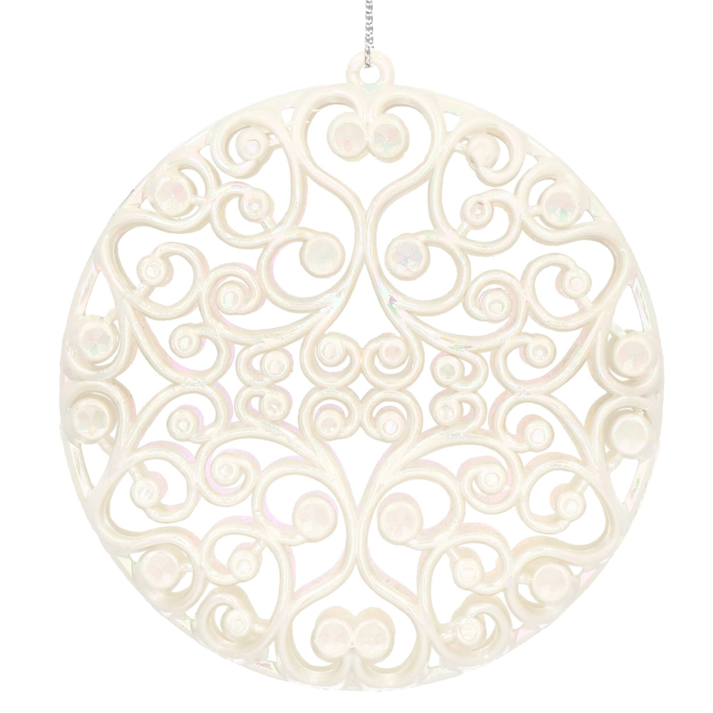 Guľa s ornamentami 9cm biela perleť, vianočná ozdoba