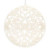 Guľa s ornamentami 9cm biela perleť, vianočná ozdoba
