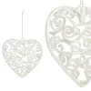 Srdiečko s ornamentmi 9cm biela perleť, vianočná ozdoba
