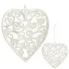 Srdiečko s ornamentmi 9cm biela perleť, vianočná ozdoba