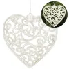 Srdiečko s ornamentmi 9cm biela perleť, vianočná ozdoba