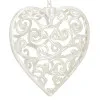 Srdiečko s ornamentmi 9cm biela perleť, vianočná ozdoba