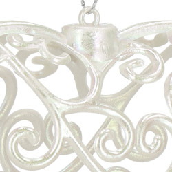 Srdiečko s ornamentmi 9cm biela perleť, vianočná ozdoba