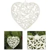 Srdiečko s ornamentmi 9cm biela perleť, vianočná ozdoba