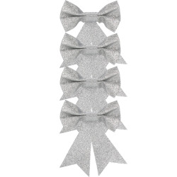 Vianočná mašľa 13x11,5cm strieborná sada 4ks, vianočné dekorácie