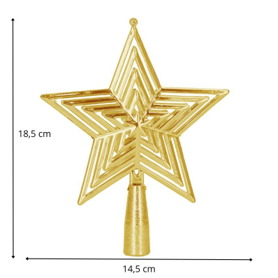 Hviezda na stromček 18,5 cm zlatá, vianočná ozdoba