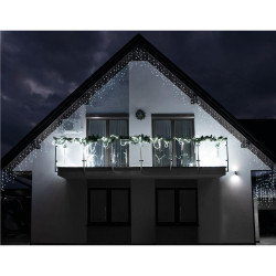 LED kvaple - 14,5m, 300LED, časovač, IP44, studená biela + záblesky