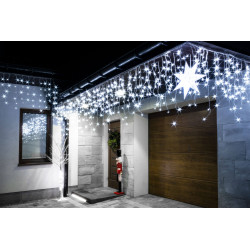 LED kvaple - 22,5m, 500LED, časovač, IP44, studená biela + záblesky