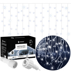 LED kvaple - 22,5m, 500LED, časovač, IP44, studená biela + záblesky