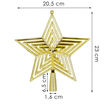 Hviezda na stromček 23cm zlatá, vianočná ozdoba