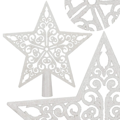 Hviezda na stromček 22cm biela, vianočná ozdoba