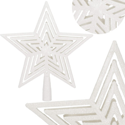 Hviezda na stromček 23cm trblietavá biela, vianočná ozdoba