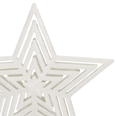 Hviezda na stromček 23cm trblietavá biela, vianočná ozdoba