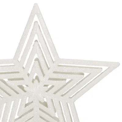 Hviezda na stromček 23cm trblietavá biela, vianočná ozdoba