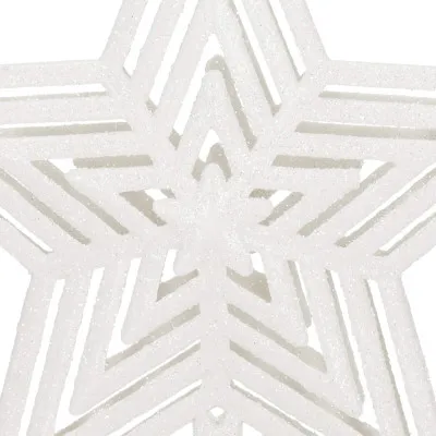 Hviezda na stromček 23cm trblietavá biela, vianočná ozdoba