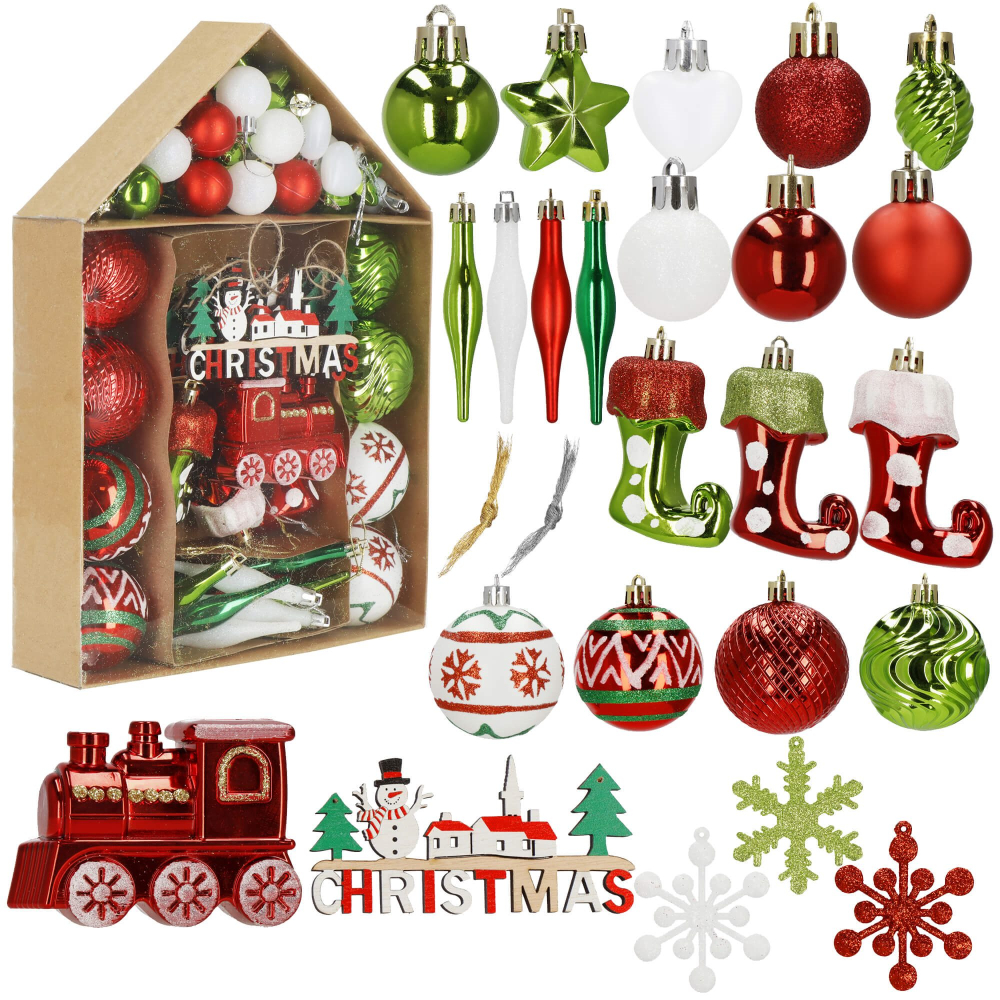 Maxi 74 dielna sada vianočných ozdôb farebná