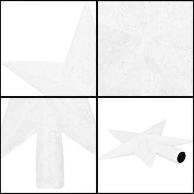 Hviezda na stromček 15cm trblietavá biela, vianočná ozdoba