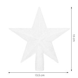 Hviezda na stromček 15cm trblietavá biela, vianočná ozdoba