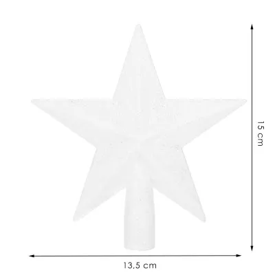 Hviezda na stromček 15cm trblietavá biela, vianočná ozdoba