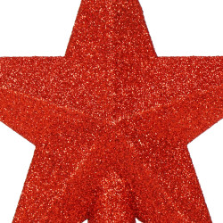 Hviezda na stromček 15cm trblietavá červená, vianočná ozdoba