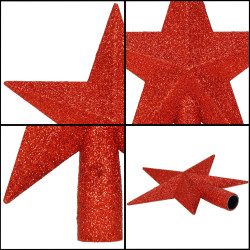 Hviezda na stromček 15cm trblietavá červená, vianočná ozdoba