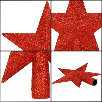 Hviezda na stromček 15cm trblietavá červená, vianočná ozdoba