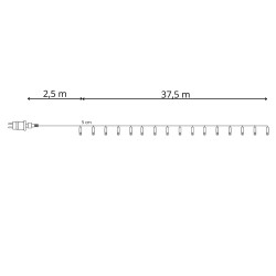 LED svetelná reťaz - 40m, 750LED, 8 funkcií, pamäť, IP44, teplá biela