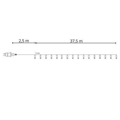 LED svetelná reťaz - 40m, 750LED, 8 funkcií, pamäť, IP44, teplá biela
