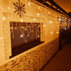 LED kvaple - 14,5m, 300LED, časovač, IP44, teplá biela + záblesky